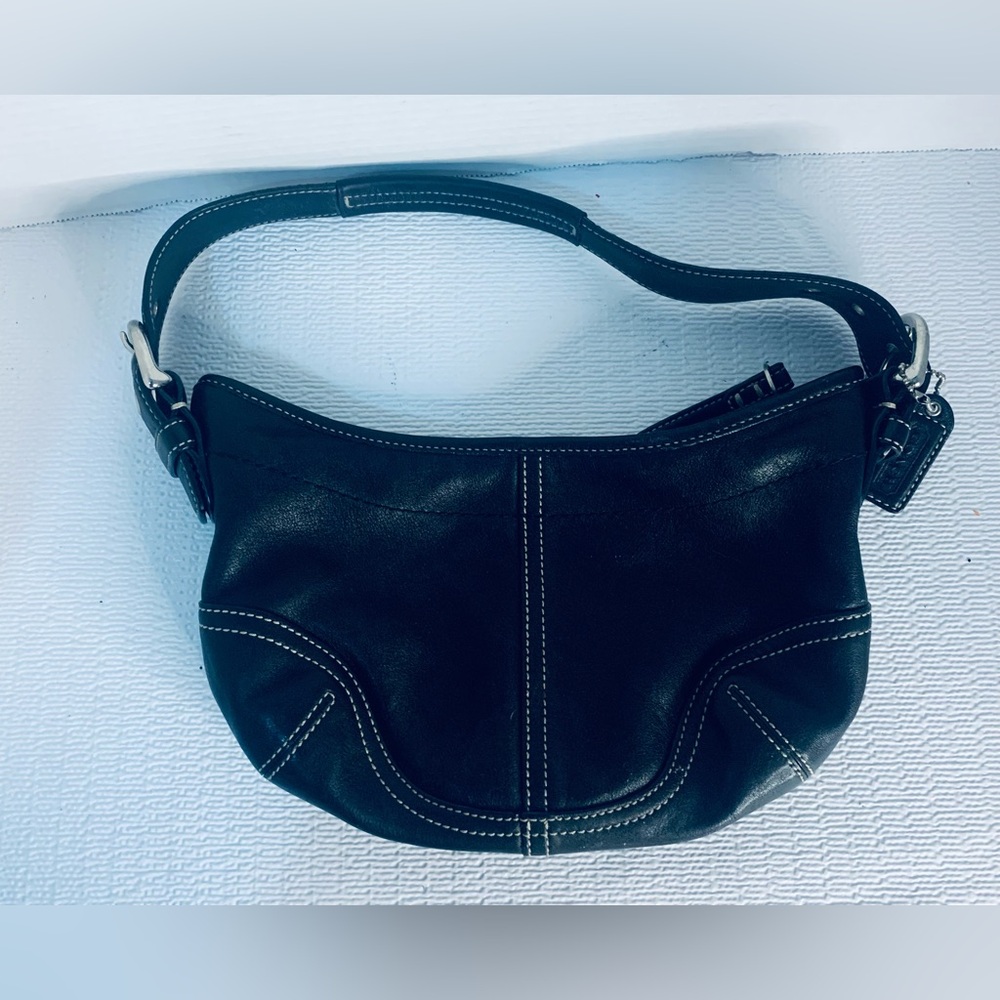 Coach Black Leather Zipper Closure Hobo Shoulder Bag Purse